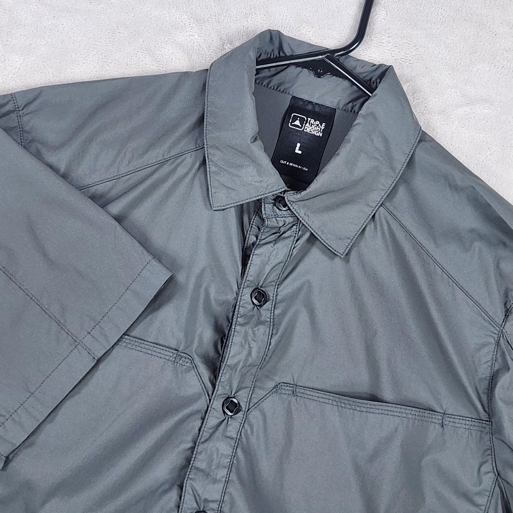 Triple Aught Design Shirt Mens Large Gray Nylon Short Sleeve Button Up USA